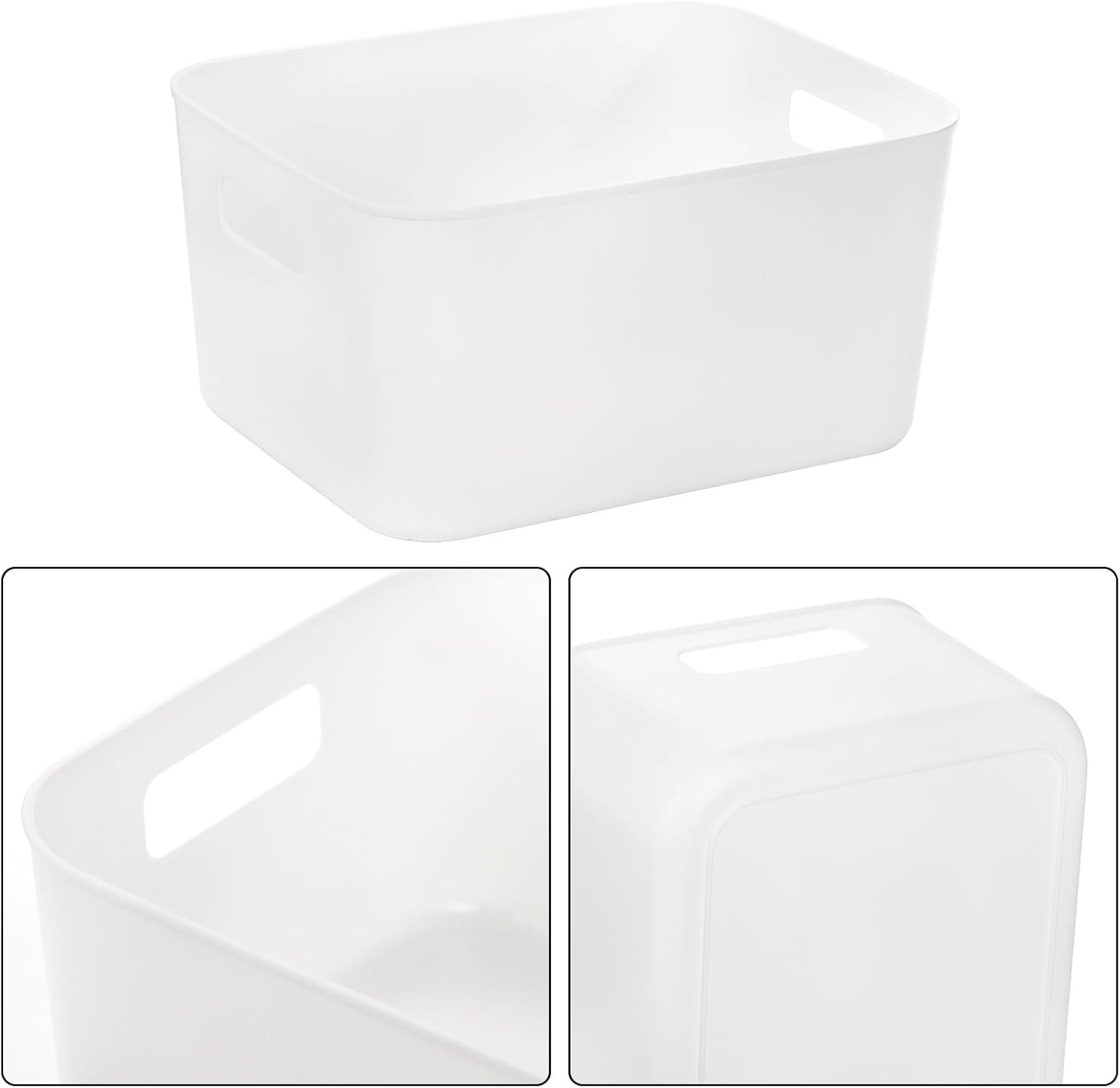 Minimalist White Open Storage Bins - 5 Pack for Kitchen and Office Organization