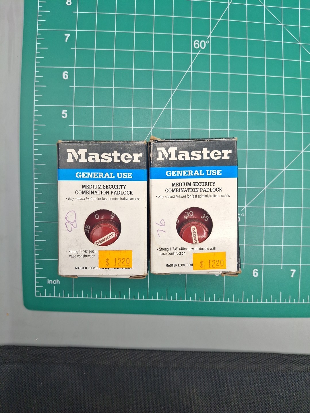 (2) Vintage MASTER LOCKS Combination Padlock New In Box With Combo 1525 with Box
