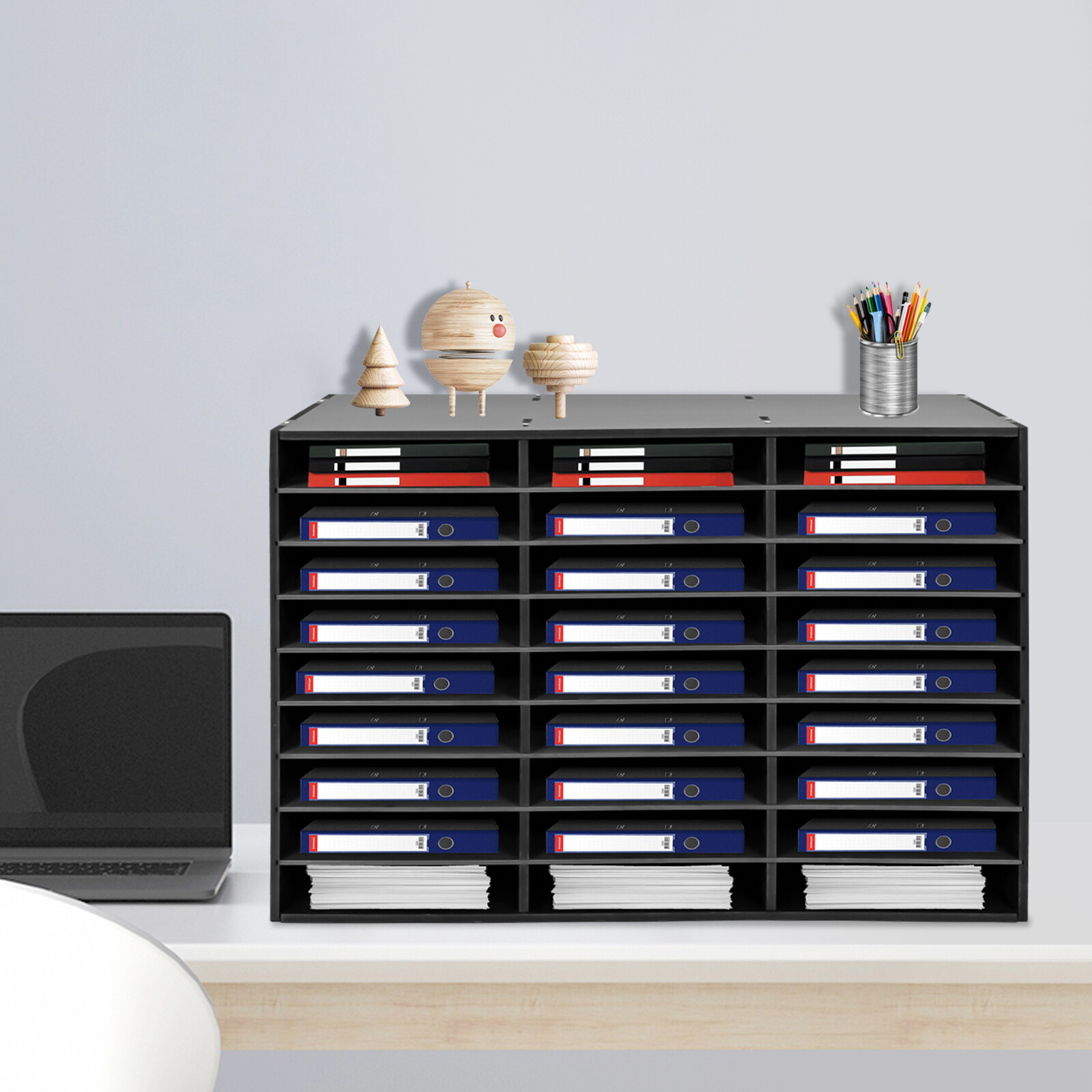 27 Slots File Sorter Literature Organizer Mail Paper Storage Holder Open Design