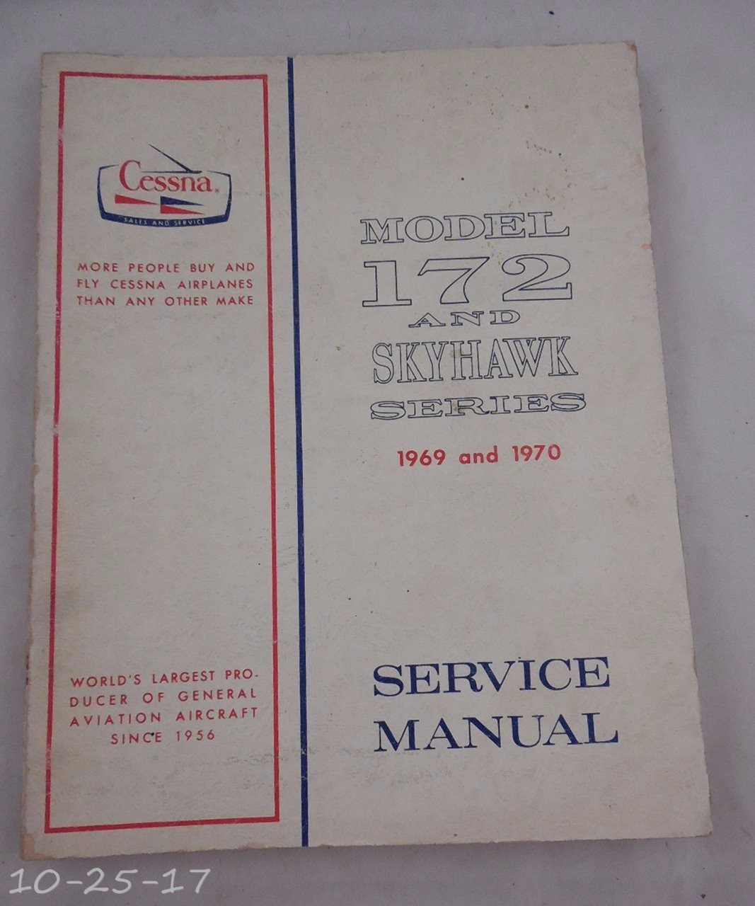 1969 & 1970 Cessna 172 & Skyhawk Series Service Manual Catalog
