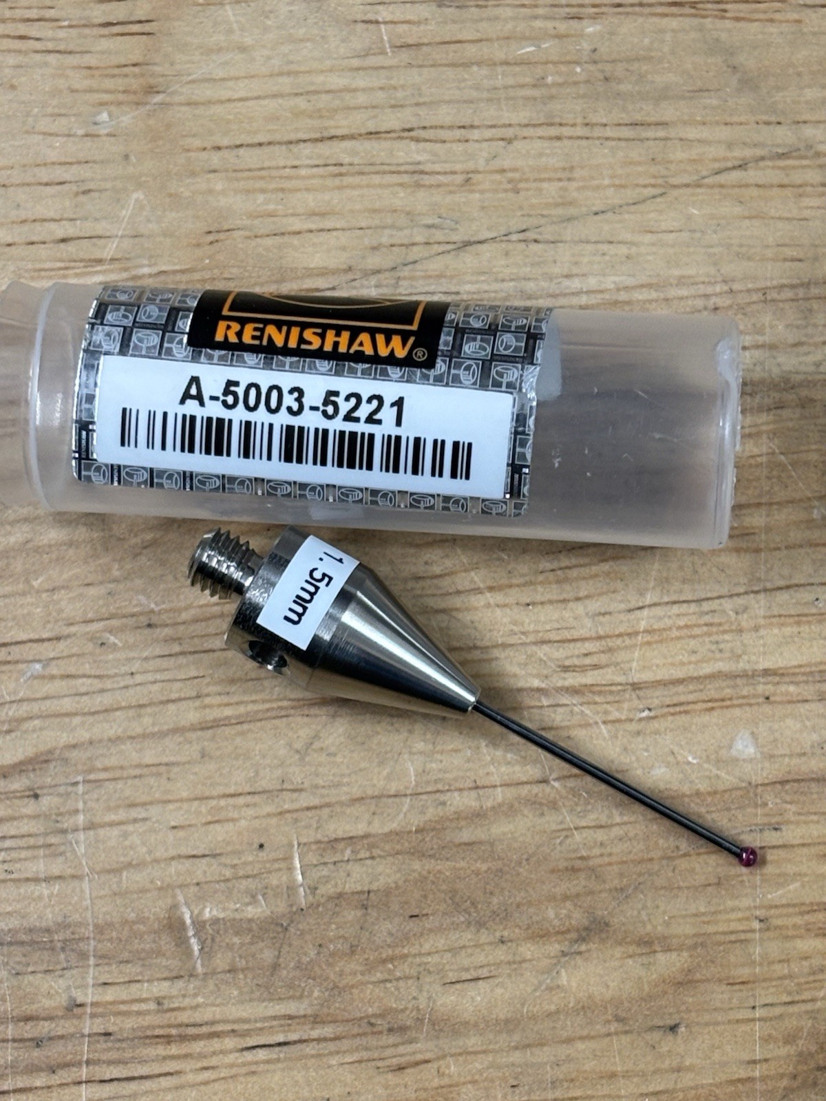 Renishaw A-5003-5221 M5 1.5mm Ruby ball carbide stem, L 40mm, EWL 22mm probe tip