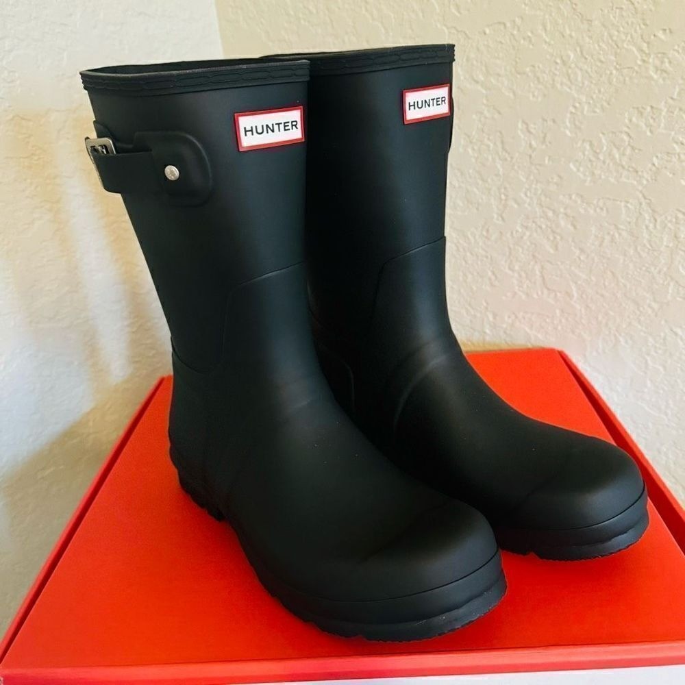 HUNTER Men's Original Short Waterproof Rain Boot, Rubber Black, Size 12, NWT
