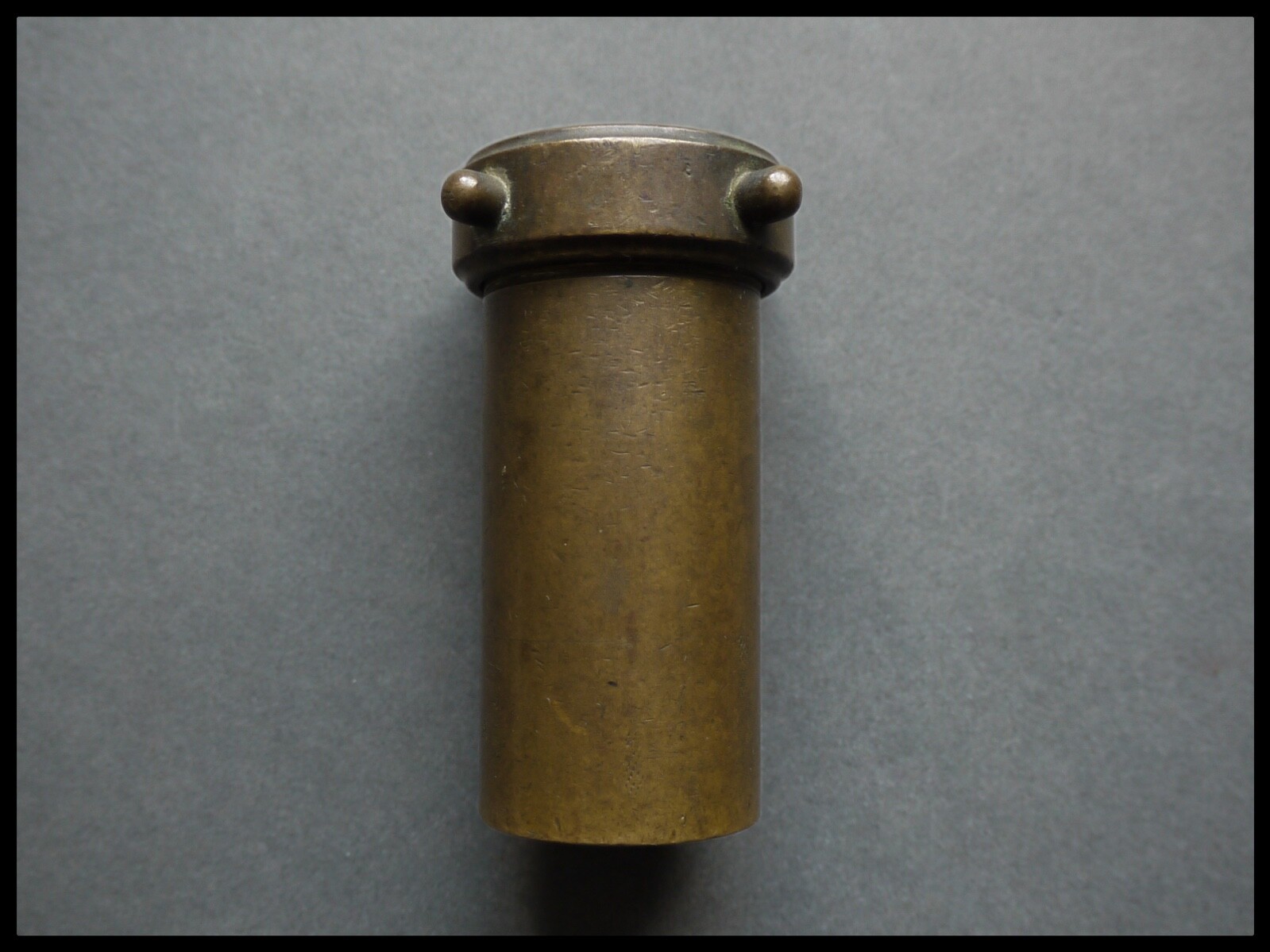 Antique Naval Microscope Lens Brass container Canister Empty.