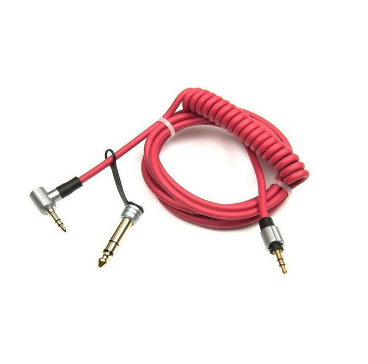 Pro audio cable adapter 3.5mm male to male Pro aux coil spring audio cable 6.5mm