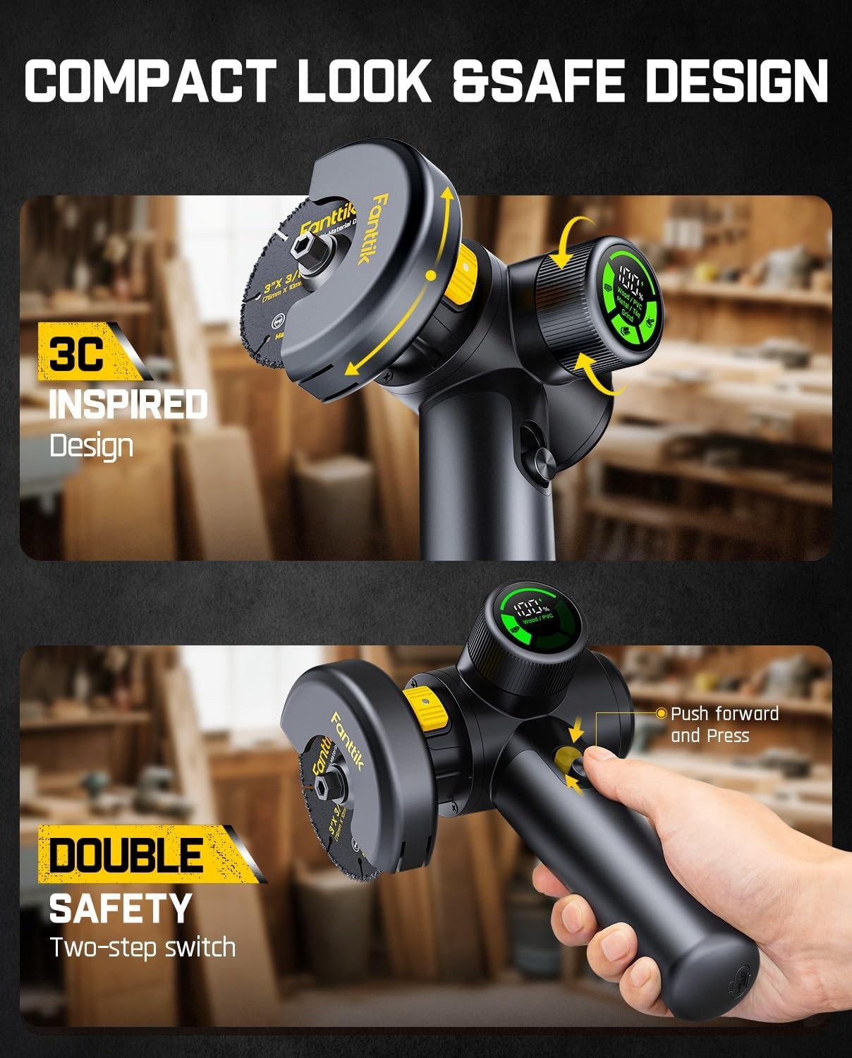 M10 ACE Cordless Angle Grinder Brushless, Compact Cut off Tool with LED Display,