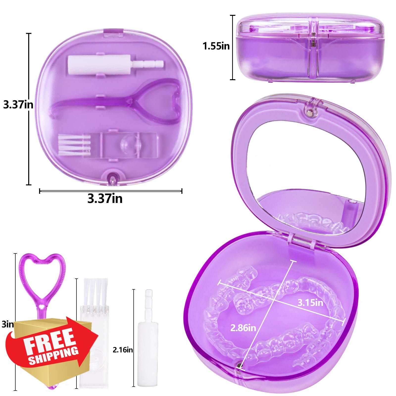 Retainer Container Case with Mirror Aligner Holder Mouthguard