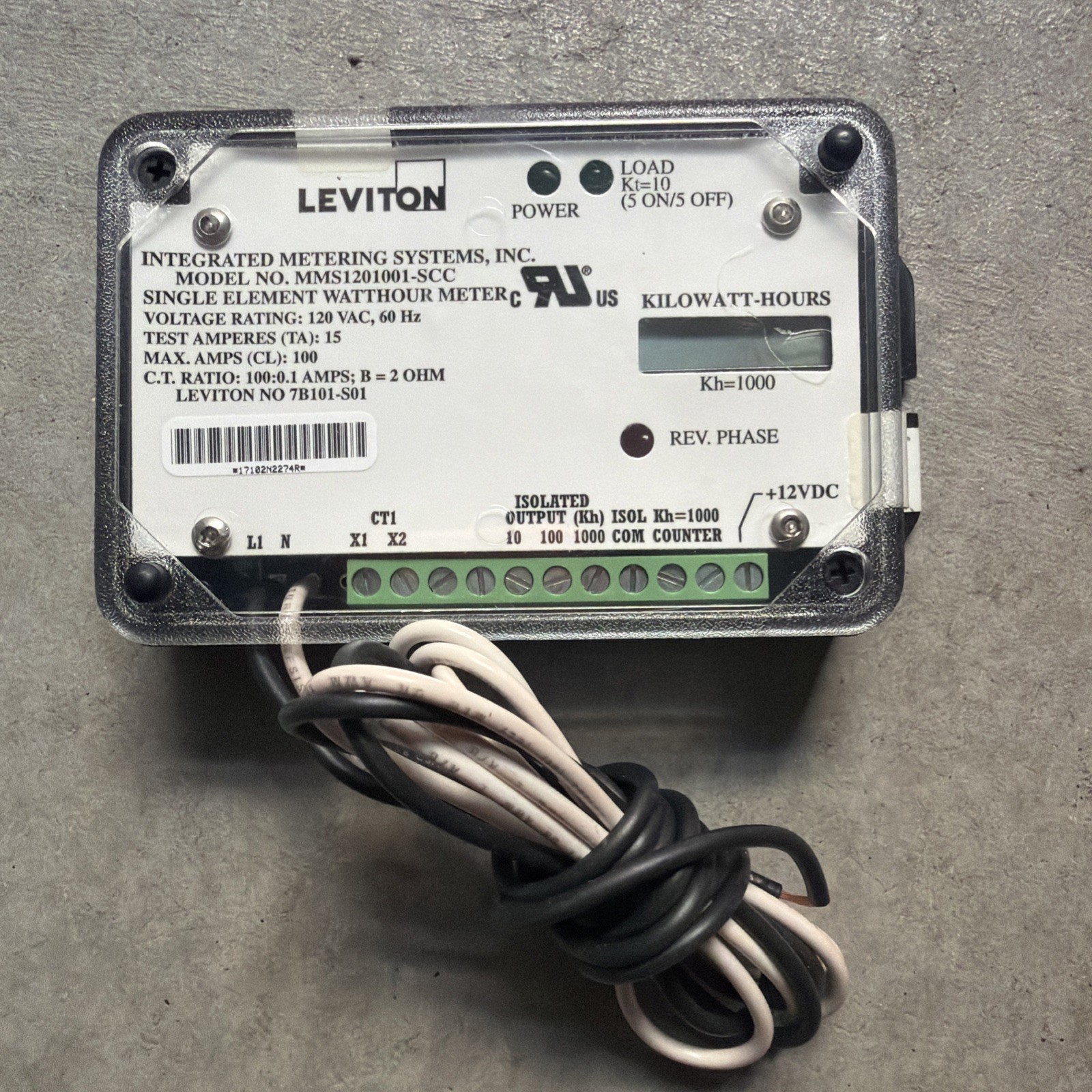 Leviton Submeter, 120V, single element