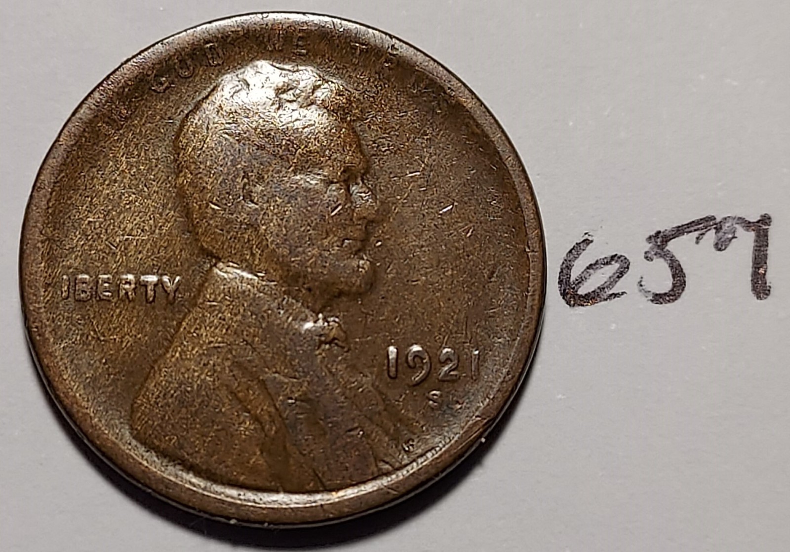 1921-S Lincoln Wheat Cent  BELOW FINE  #657