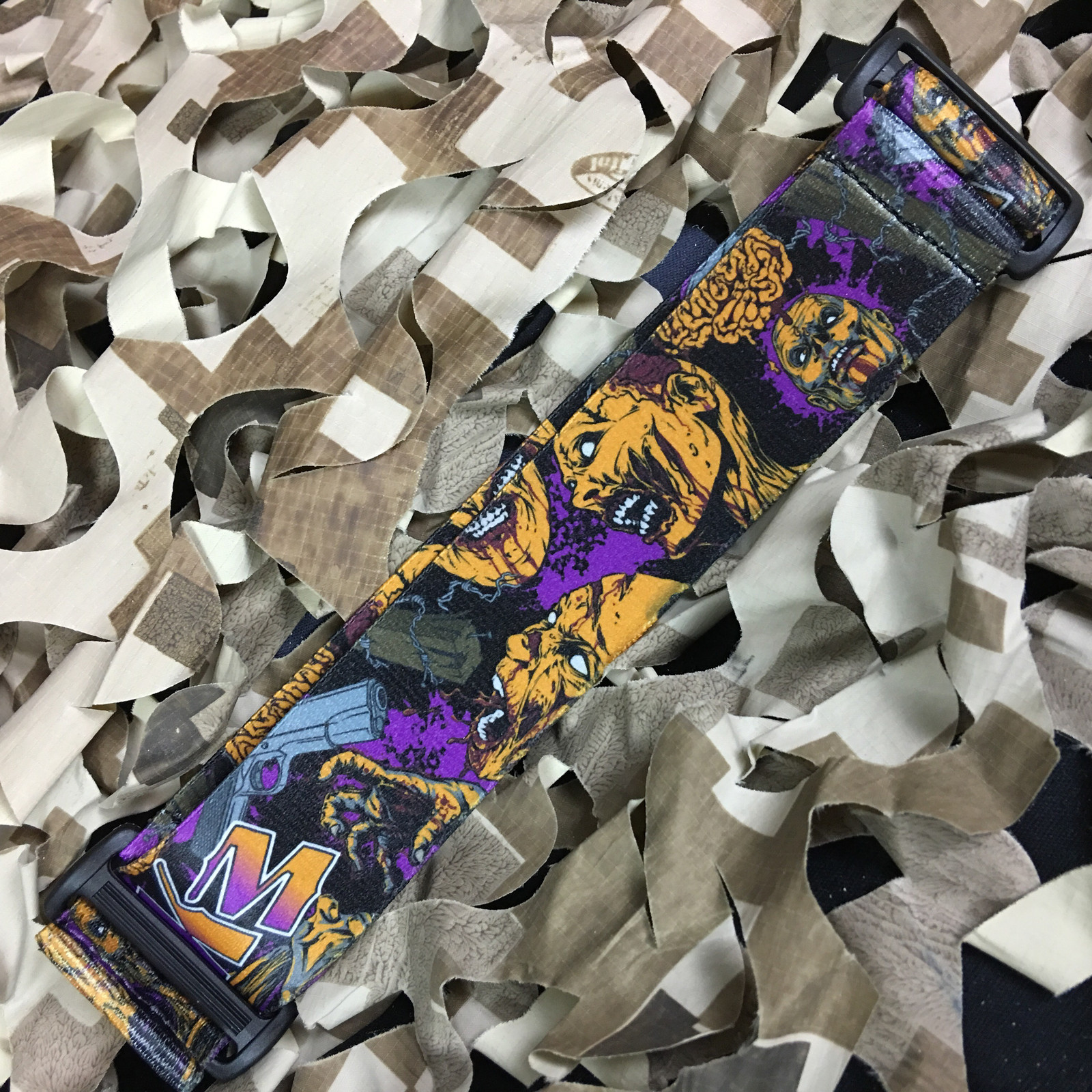 NEW KM Paintball Universal Mask Goggle Strap - Zombie Guns - Orange/Purple