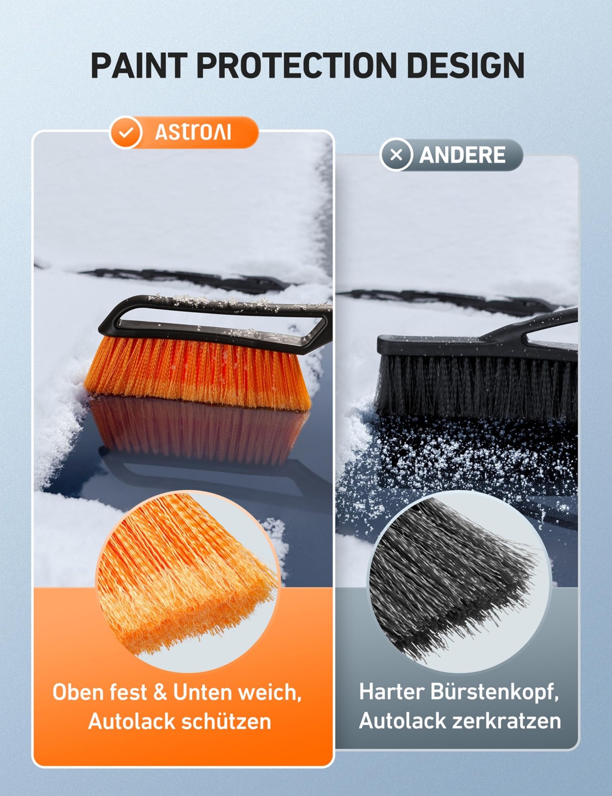 Ice Scraper Car with Broom Whisk Removable 68CM Long