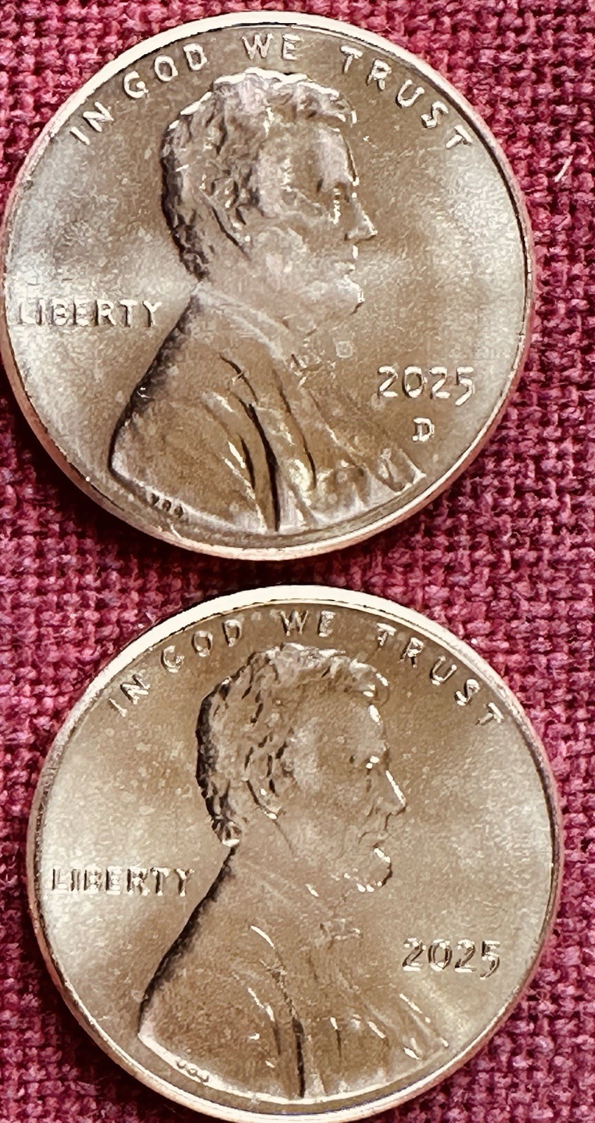 2025-P & D BU Lincoln Shield Cents - Lot of Two Cents - One Of Each.
