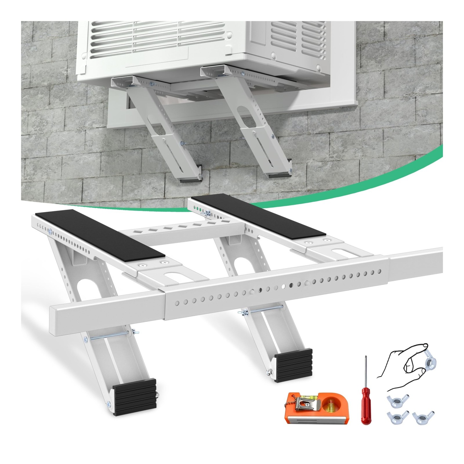Air Conditioner Support Bracket No Drill: Heavy Duty 350lbs, Adjustable Width...