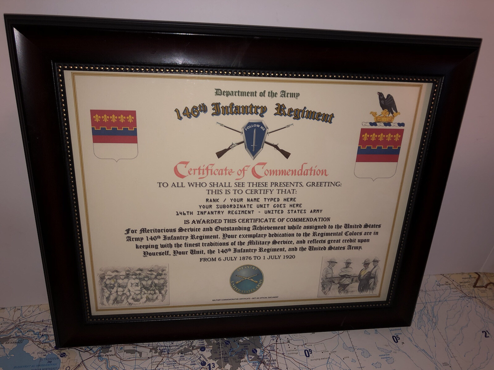 146TH INFANTRY REGIMENT / COMMEMORATIVE - CERTIFICATE OF COMMENDATION