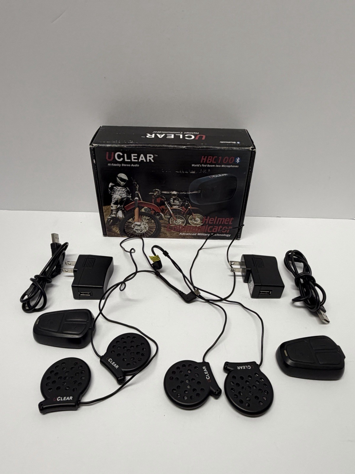 Uclear HBC100 Motorcycle Bluetooth Boomless Helmet Communicator, WORKING