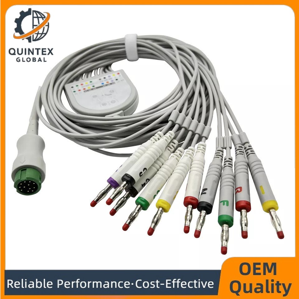 10 Lead EKG ECG Cable Leadwires Banana 4.0 Plug for Biocare IE6 Patient Monitor