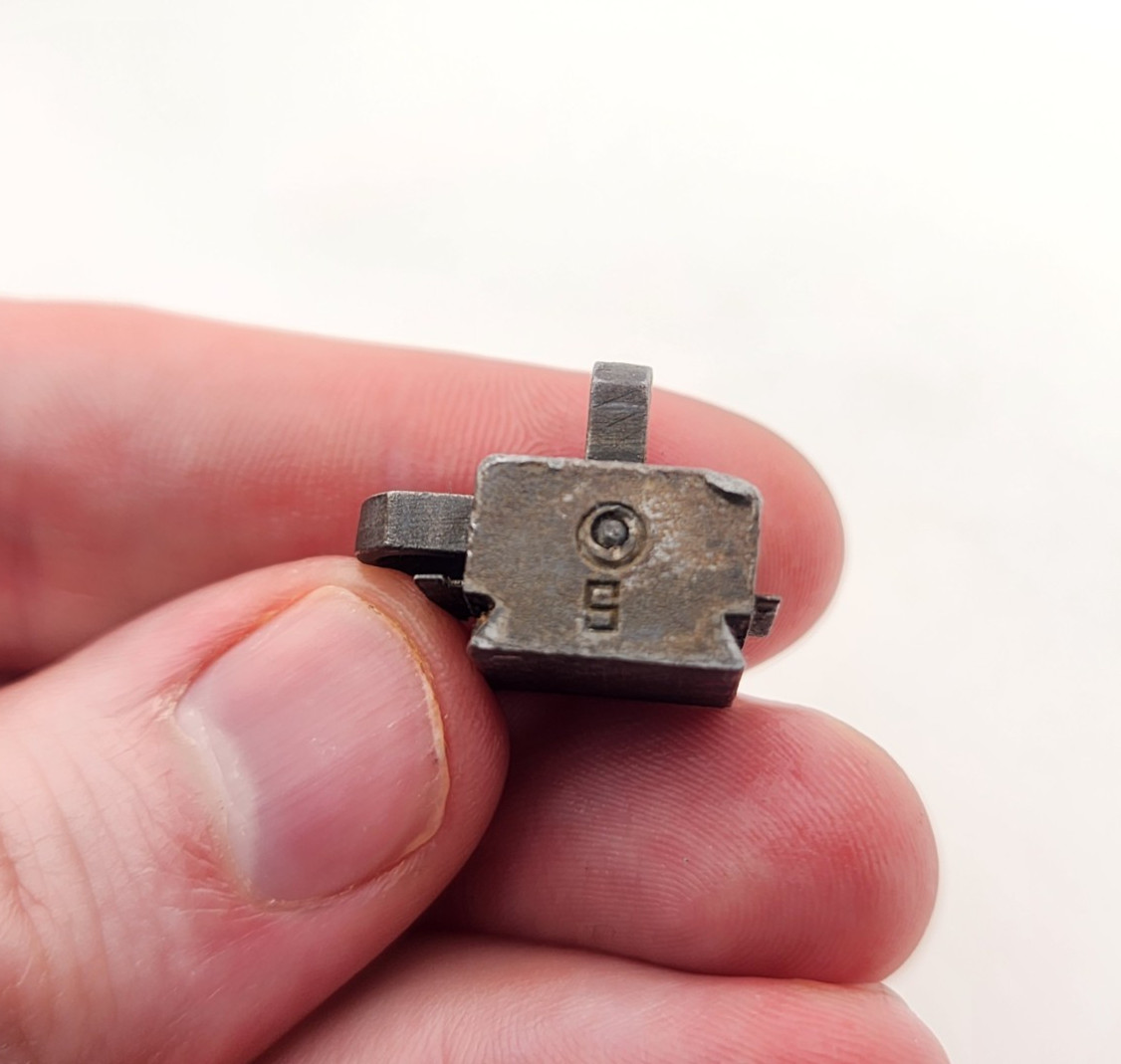 Original USGI M1 Carbine Square "S" Stamp Rear Flip Sight (Damaged Corners)