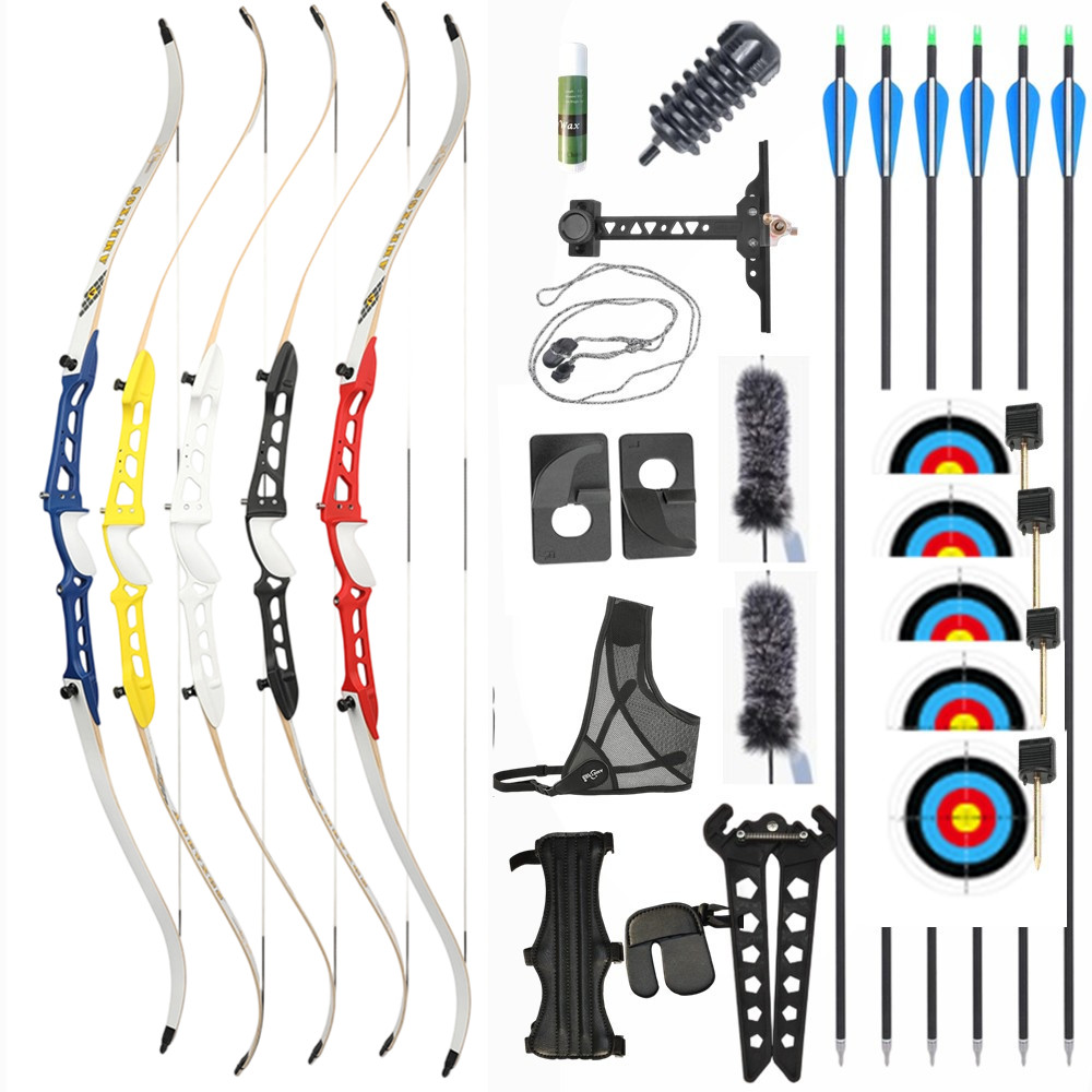 66" 68" 70"Archery Recurve Bow Set Hunting Takedown 14-40lbs Alloy Adult Target