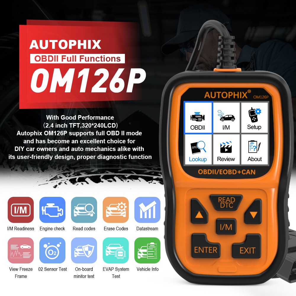 AUTOPHIX OM126P OBD2 Scanner Check Engine Enhanced Code Reader Auto Diagnostic