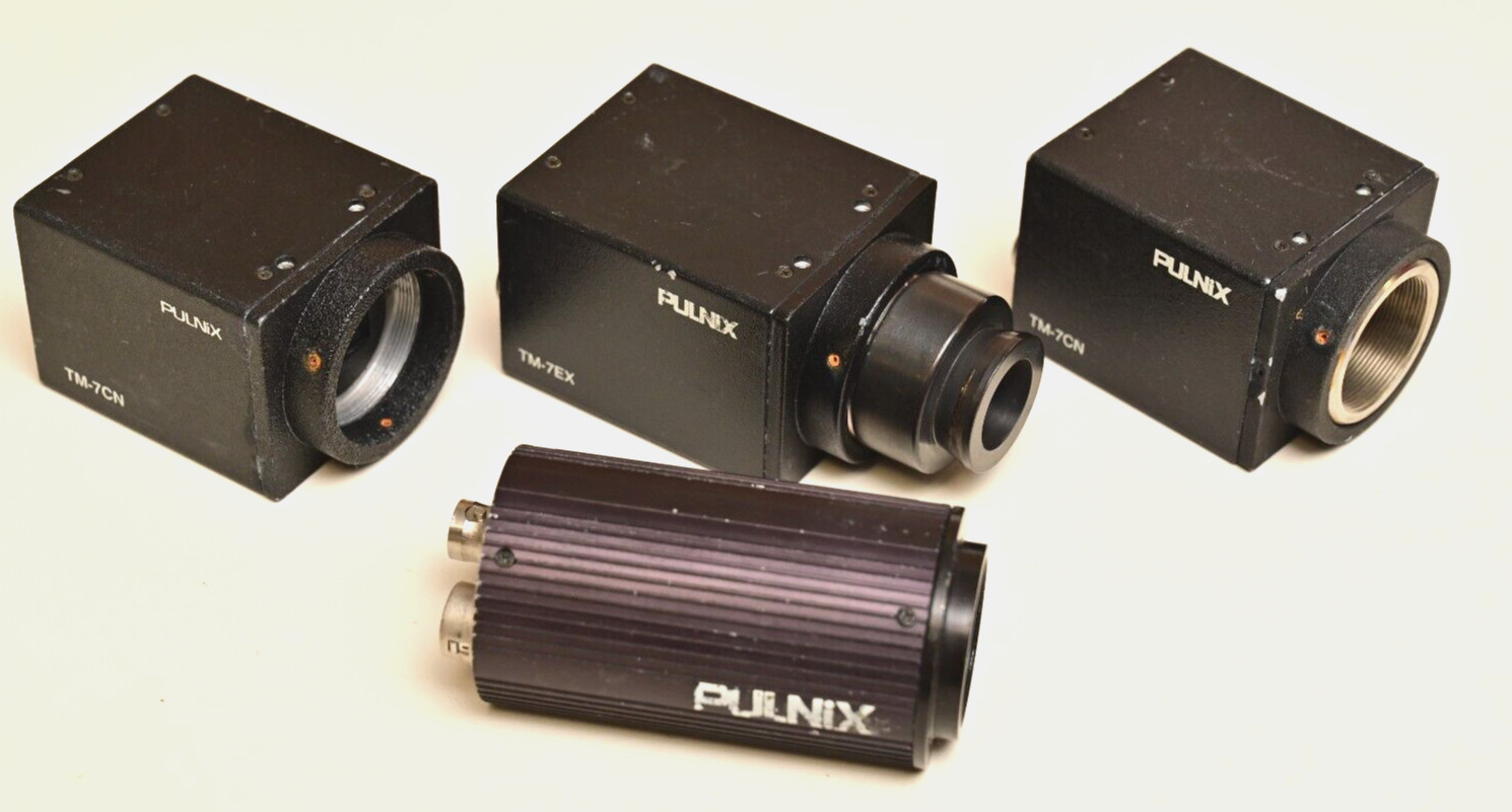 Lot of 4 PULNIX Machine Vision CCD Cameras C-Mount TM-7EX TM-7CN TMC-73M DC Iris