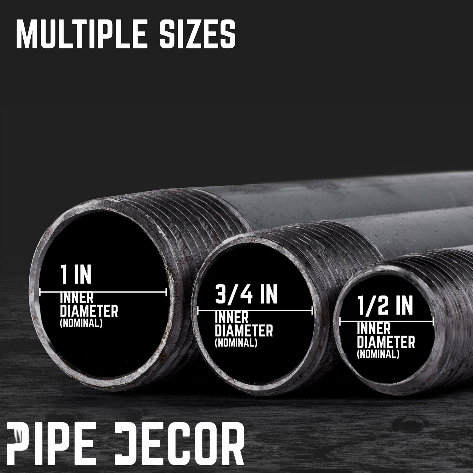 1 in. X 24 in. Black Pipe 4 Pack
