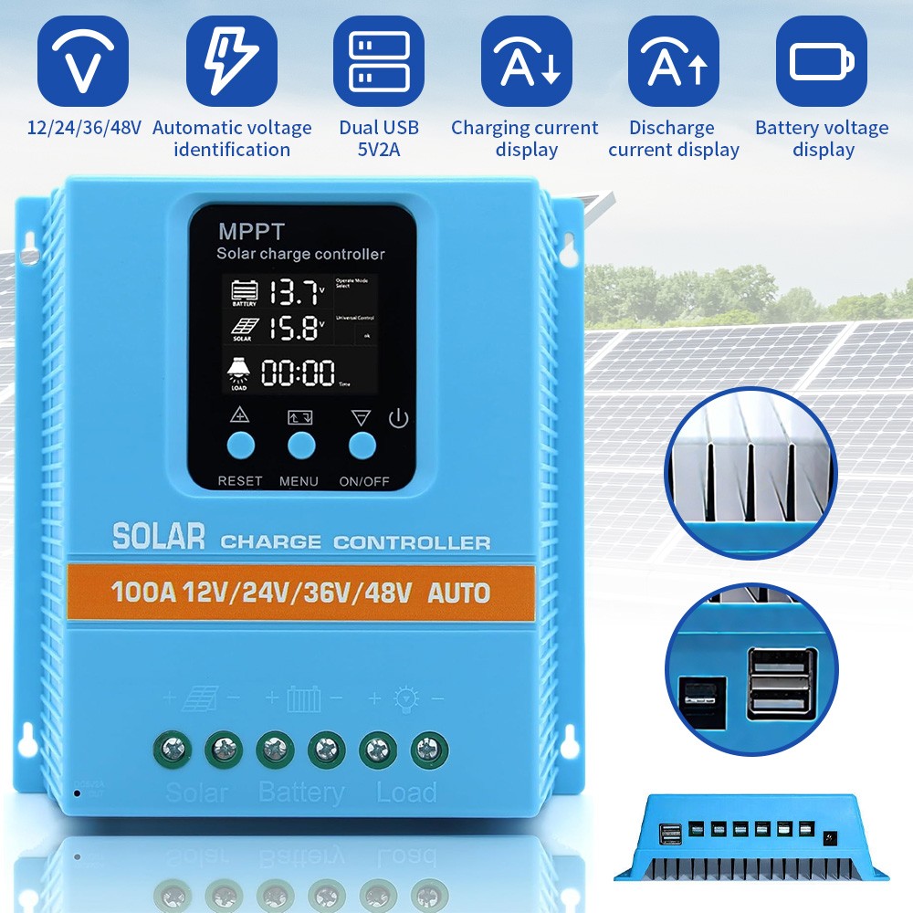 4800W 100A MPPT Solar Charge Controller 12V-48V PV Battery Regulator Charger