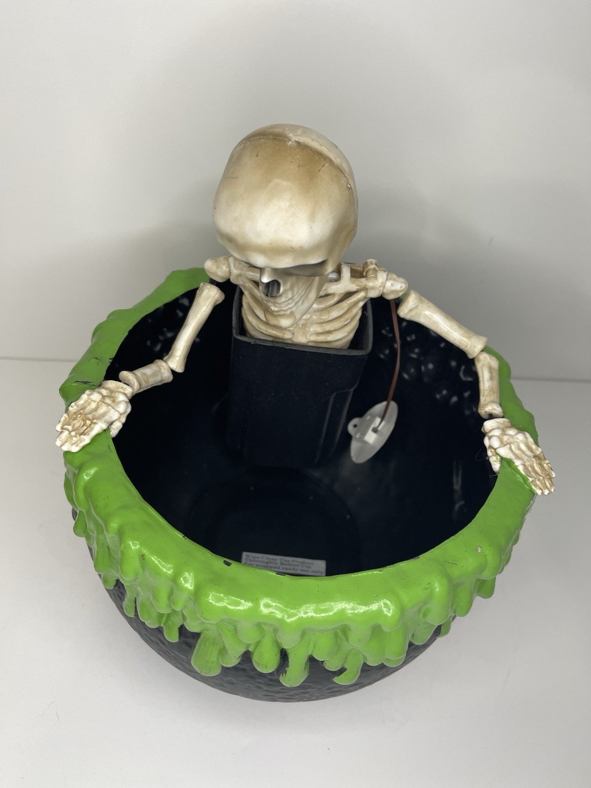 Gemmy Halloween Animated Skeleton Cauldron Candy Bowl