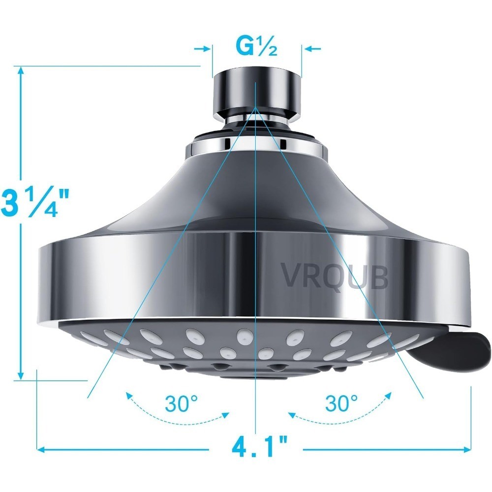 High Pressure Fixed Shower Head 5 Spray Mode High Flow Rainfall Showerhead 4