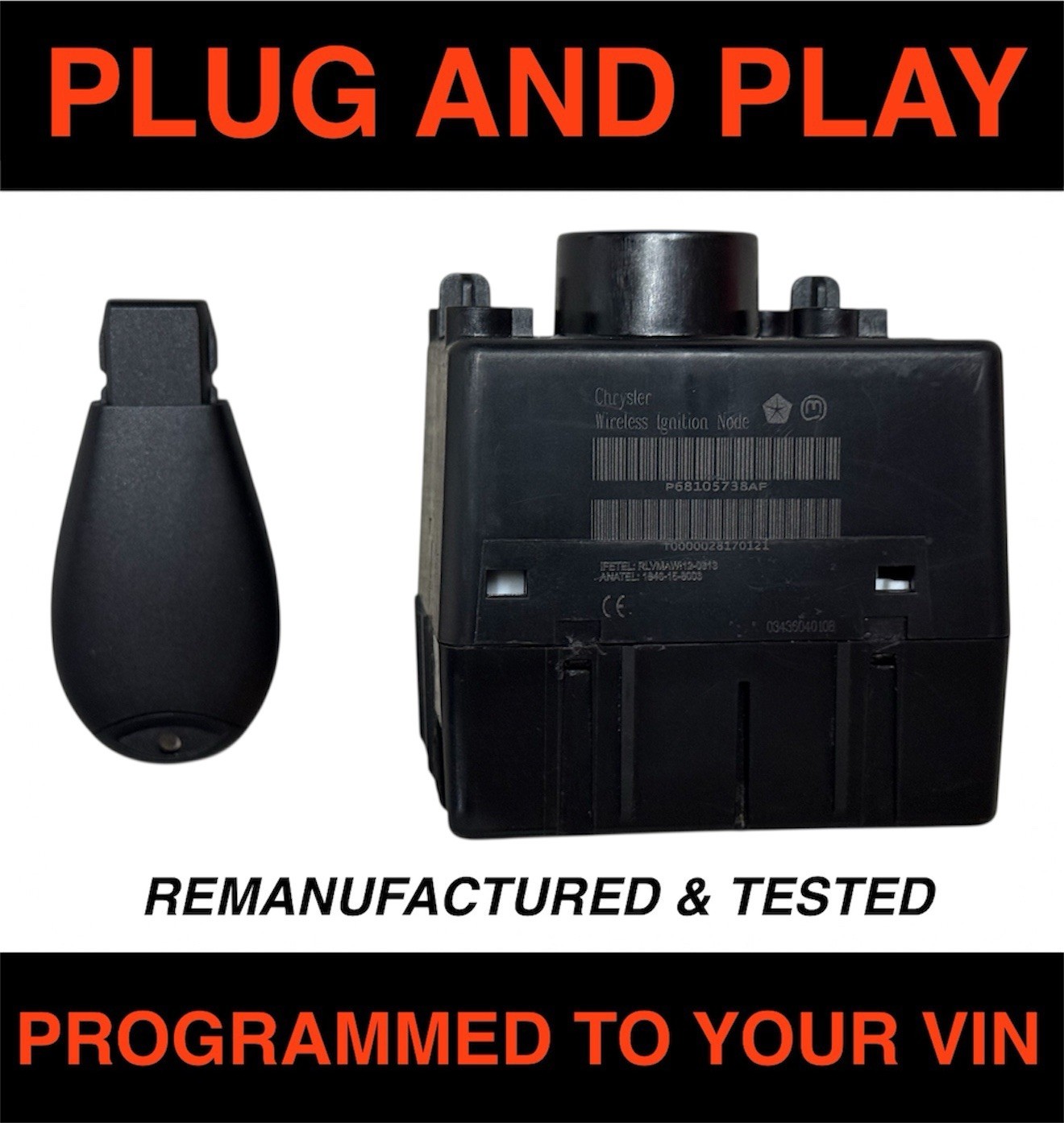 Dodge Chrysler Jeep Wireless Ignition Switch Module +Key 68105738 VIN PROGRAMMED