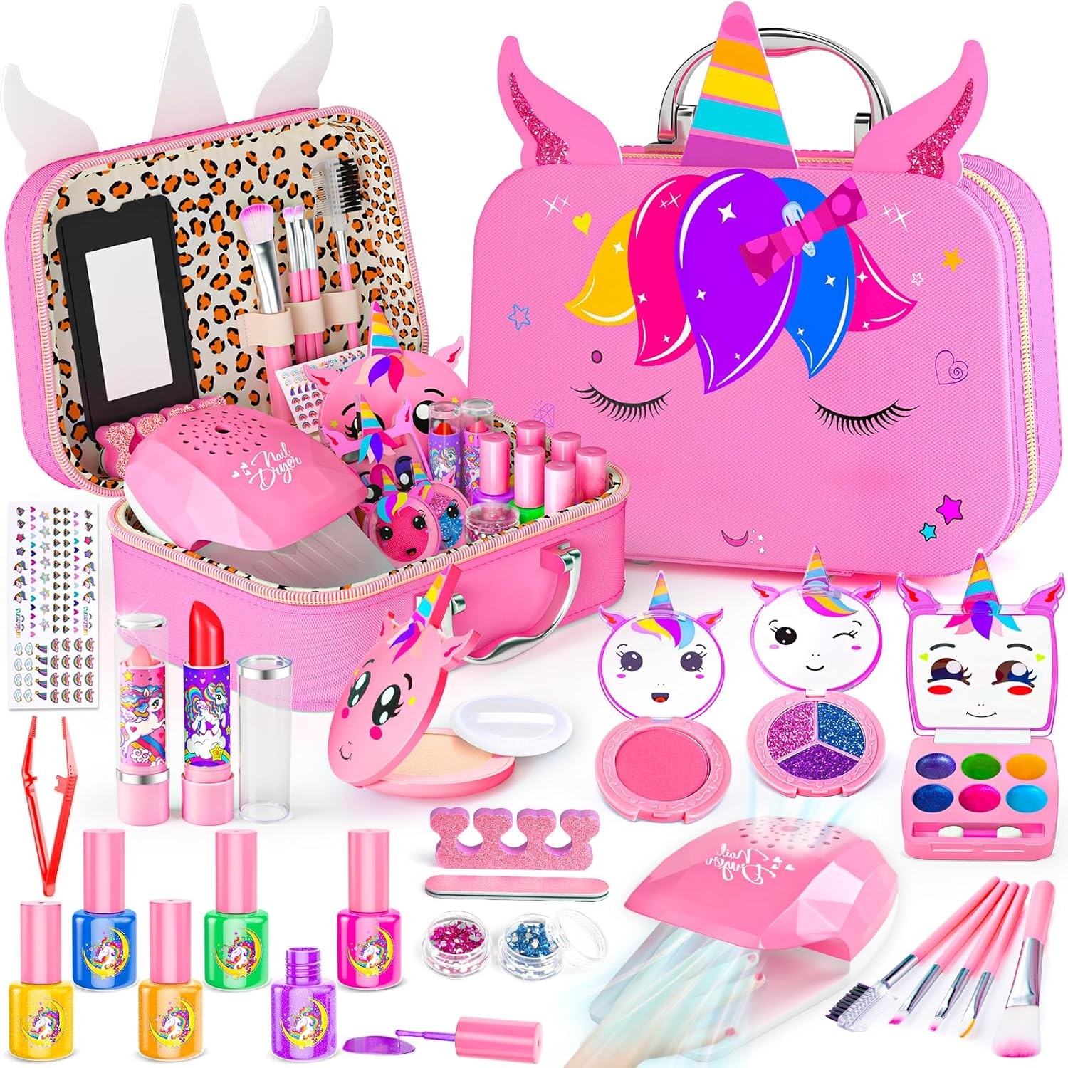 Kids Makeup Kit for Girl - 2 In 1 Washable Toys & Nail Art Kits...