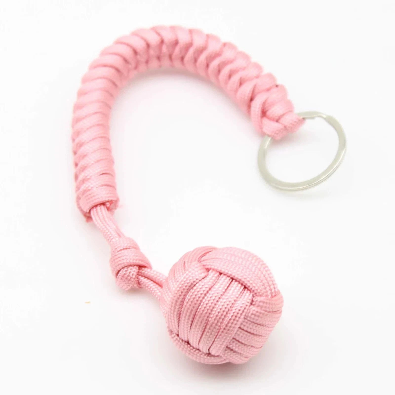 Pink Monkey Fists Backpack Keychain With Steel Ball Paracord Strength