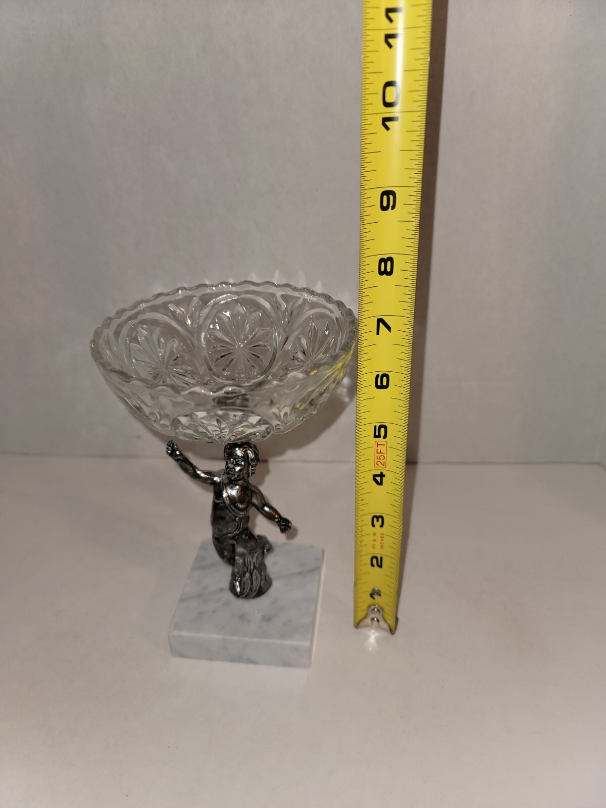 Glass Candy Dish With Marble Base