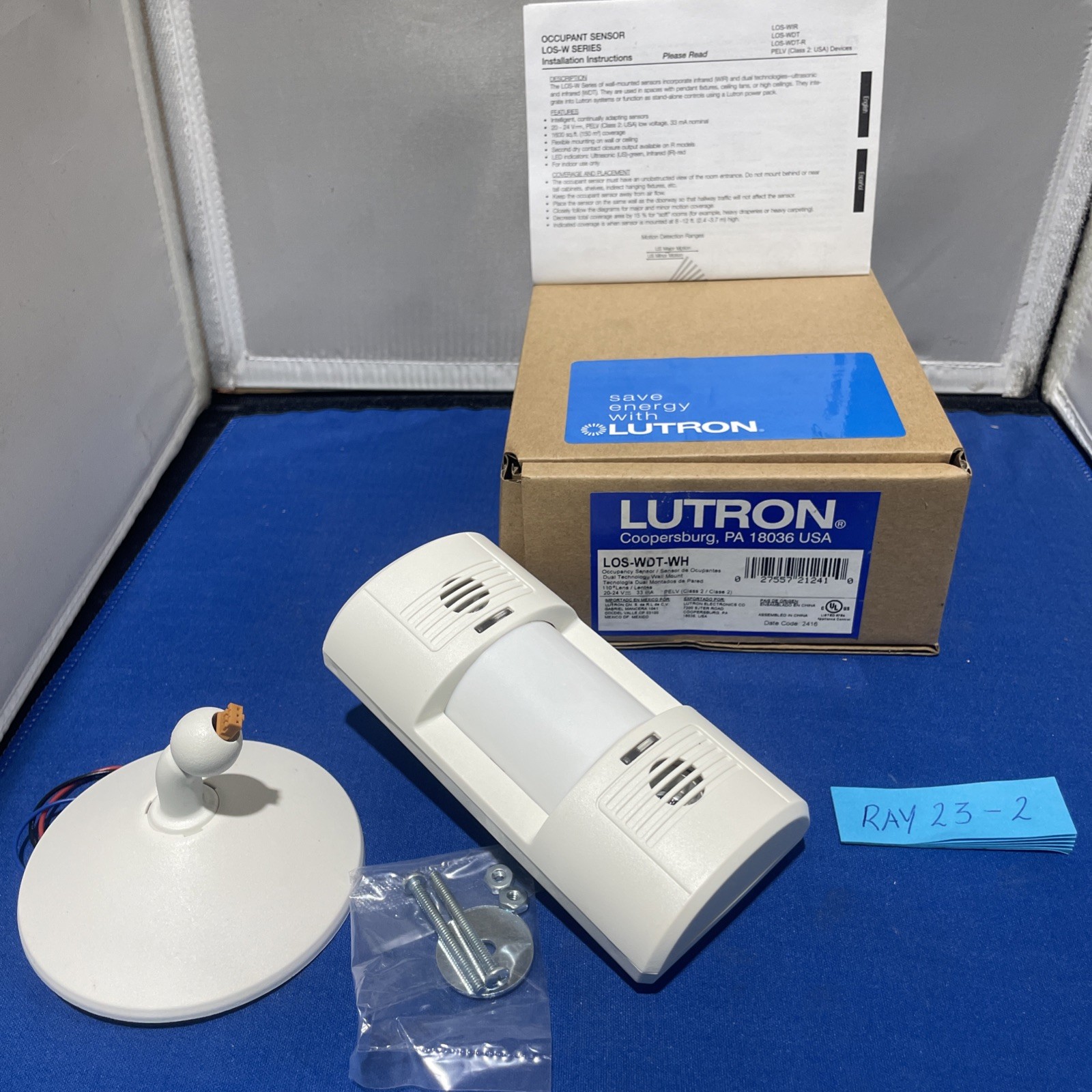Lutron LOS-WDT-WH Dual Technology Occupancy Sensor 24V New In Box FREE SHIPPING