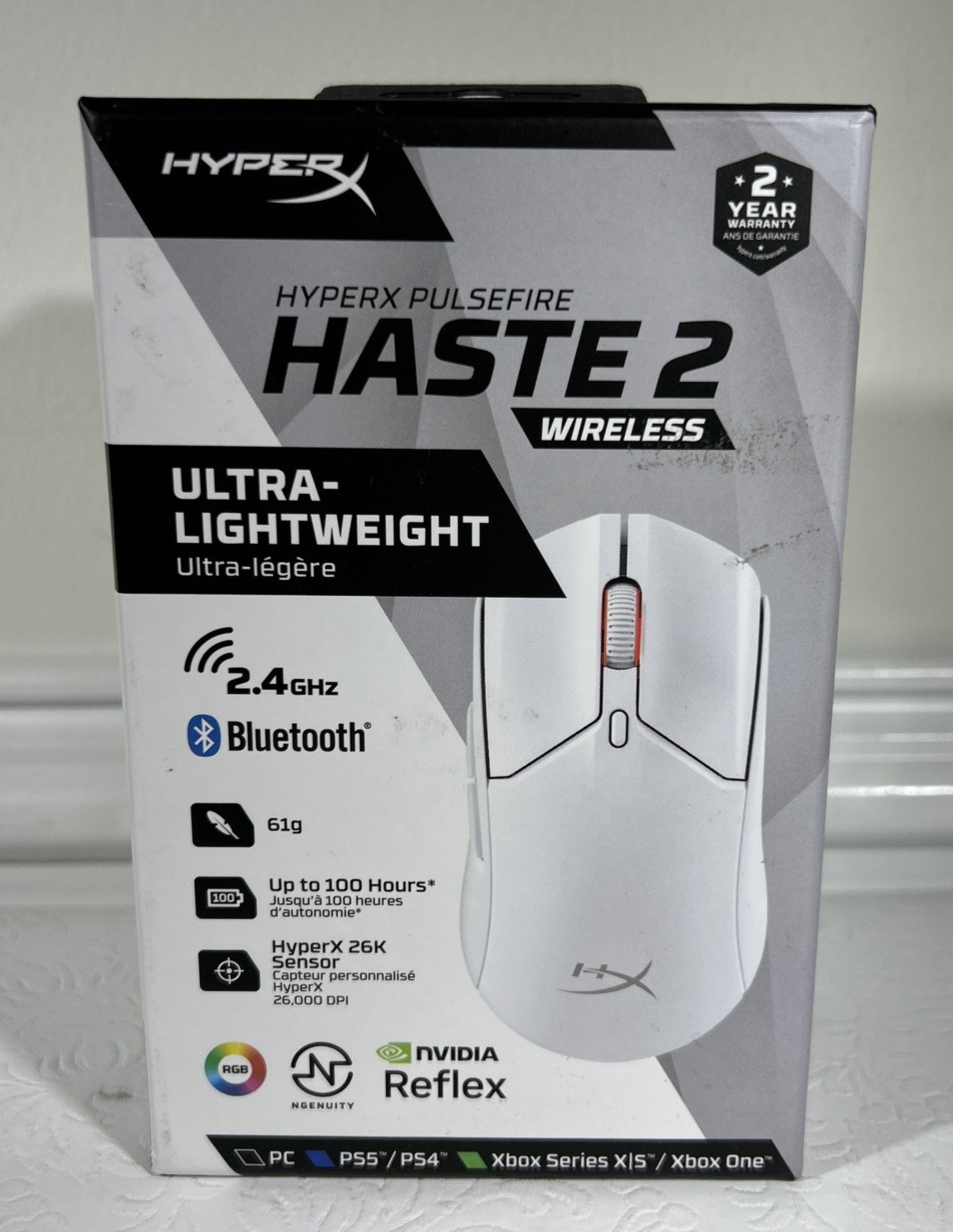 HyperX Pulsefire Haste 2 - Wireless Gaming Mouse (White)