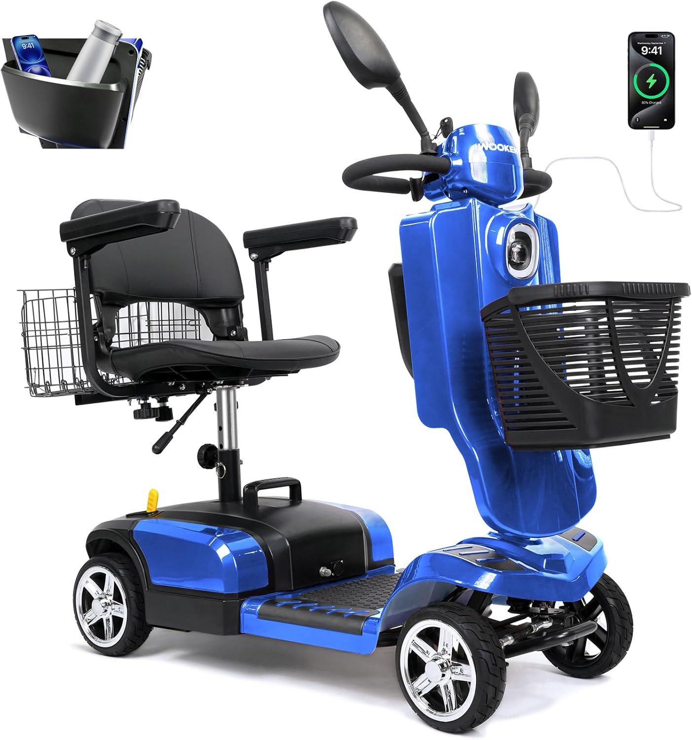 Powered Mobility Scooter, 4-Wheel Mobility Scooter for Adults, Seniors,264 Lbs A