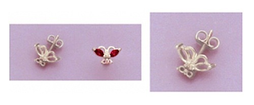 Two Marquise Accented Sterling Silver Butterfly Pre-Notched Earring Settings