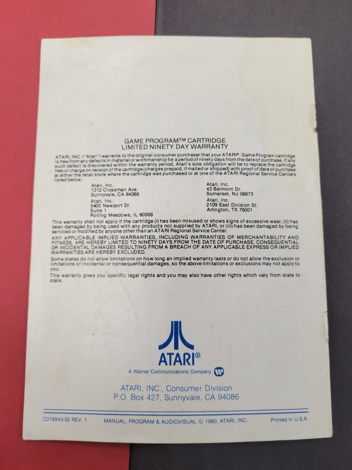 Atari Space Invaders Game Program Instructions Booklet 1980 Edition