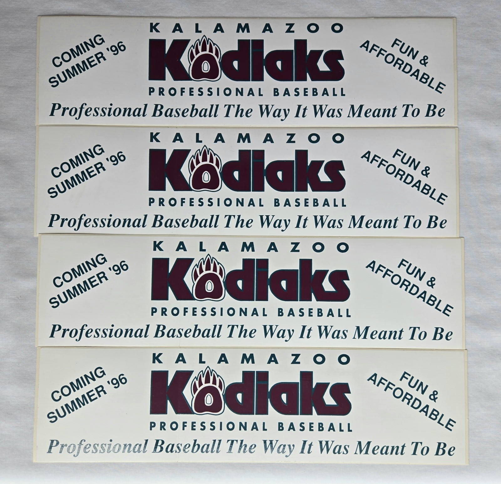 Kalamazoo Kodiaks Baseball Vintage Bumper Sticker Lot (4)