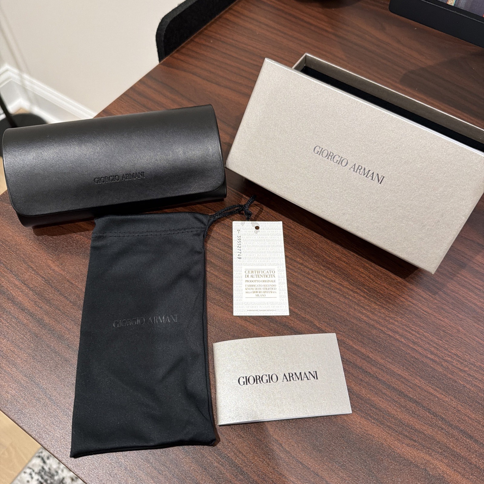 New Giorgio Armani Leather Eyeglass Case Authentic