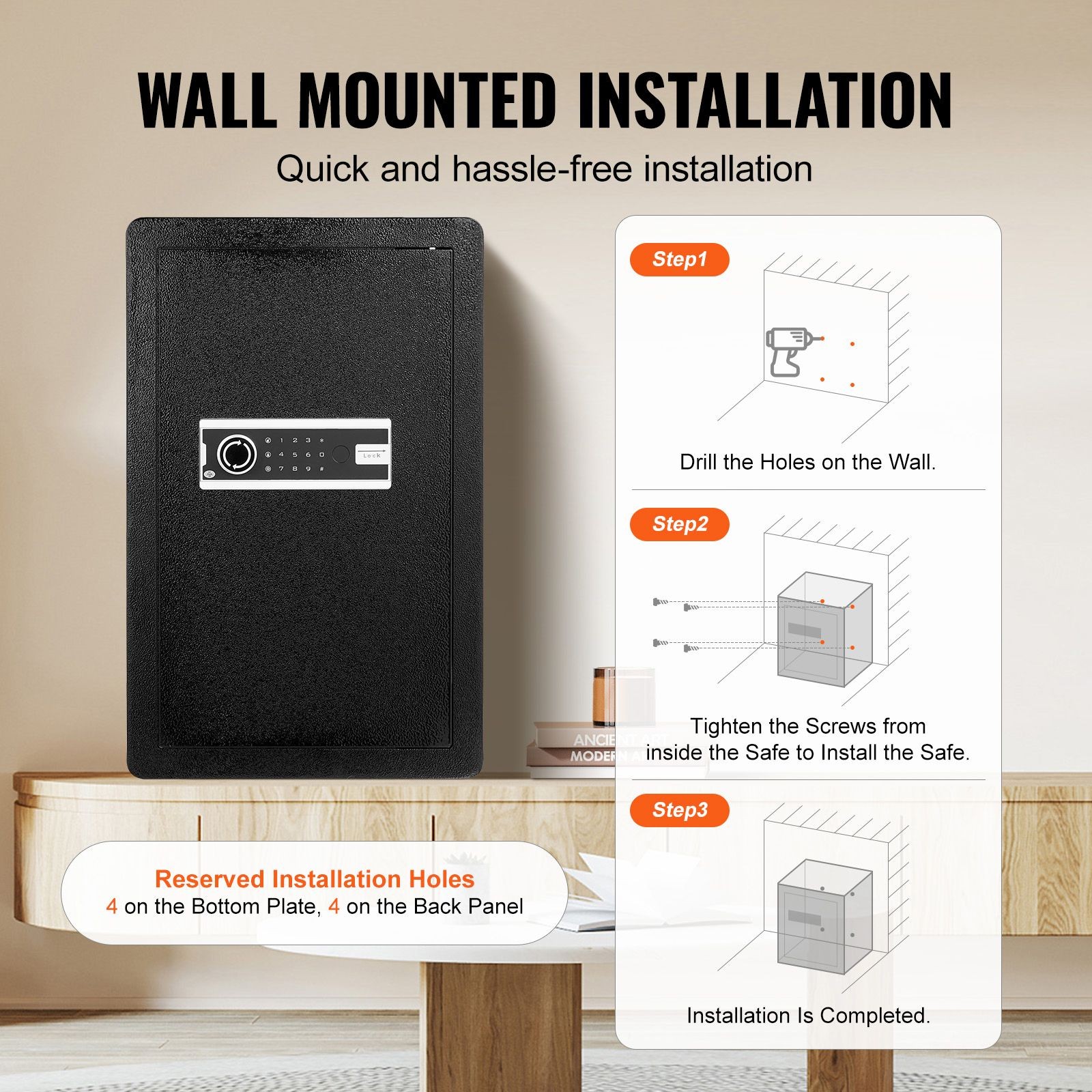 3.5 cu.ft Fireproof Safe Box with Key Lock, Password & LED Light