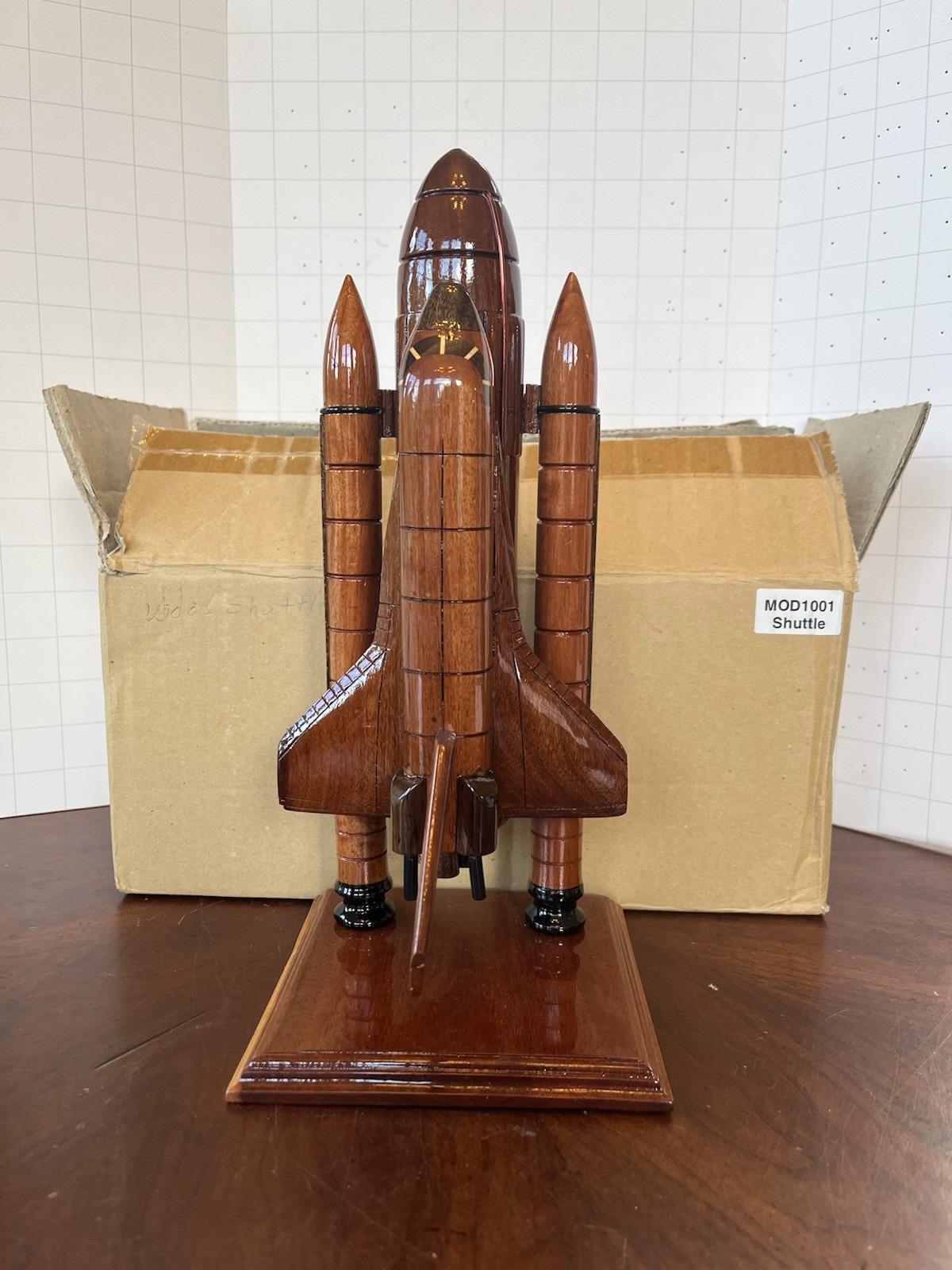 NASA Mahogany Wooden Model Space Shuttle