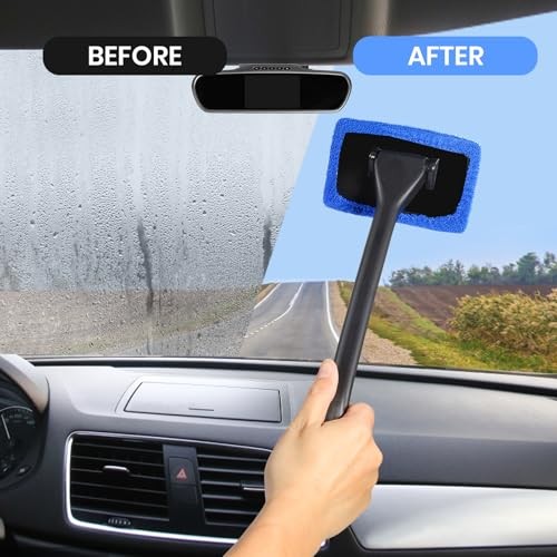 6PCS Windshield Cleaning Tool Car Window Cleaner with 5 Reusable and blue