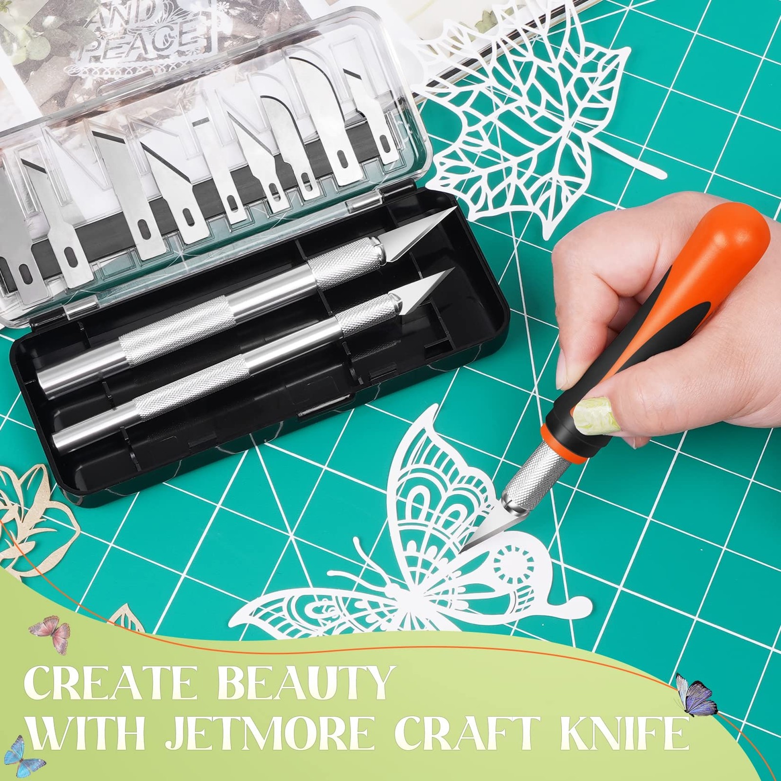 16 Pcs Exacto Knife Set, 3 Craft Knife and 13 SK5 Steel Blades, Precision Hob...