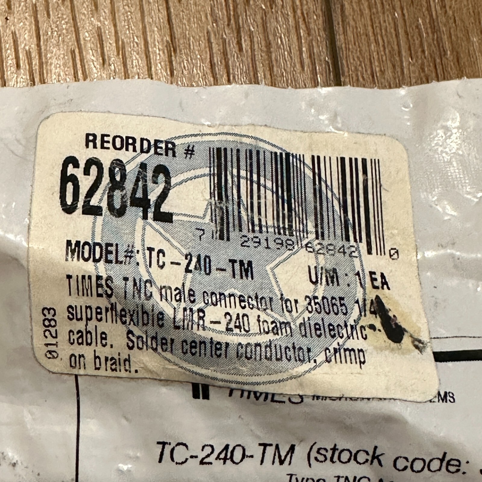 TIMES TC-240-TM TNC/Male Crimp LMR-240