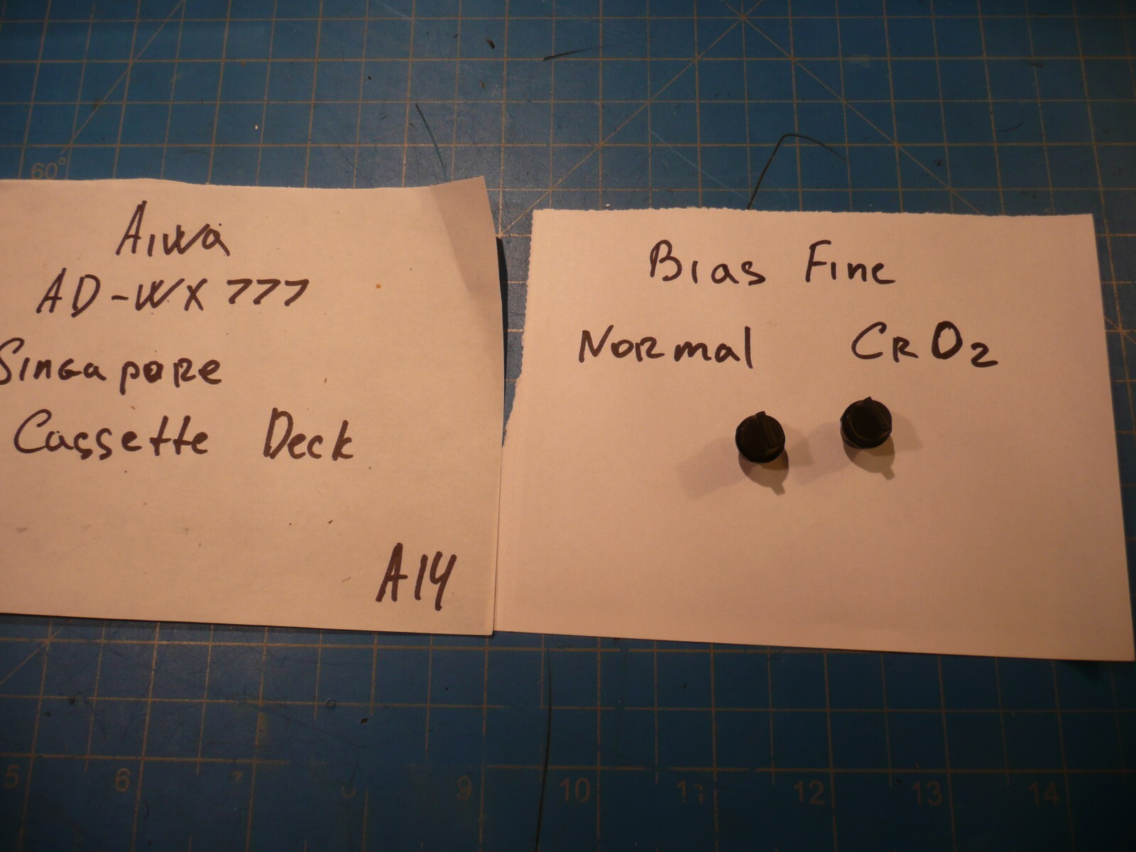 Aiwa AD-WX777 Cassette Deck Replacement Bias Fine Normal CrO2 Control Knobs