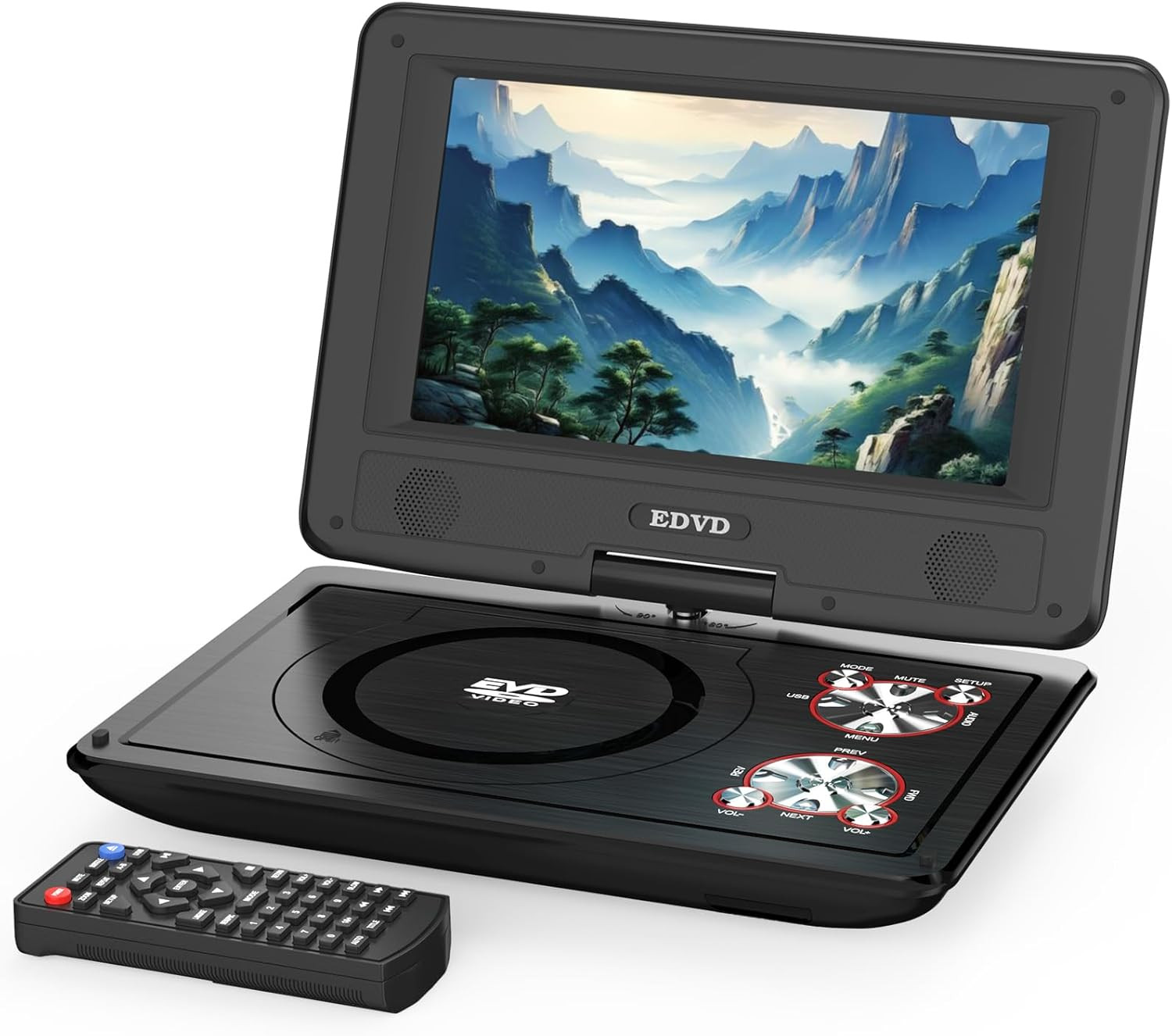 11.5" Portable DVD Player 9.5" Swivel Screen 5-Hour Battery Region Free Black