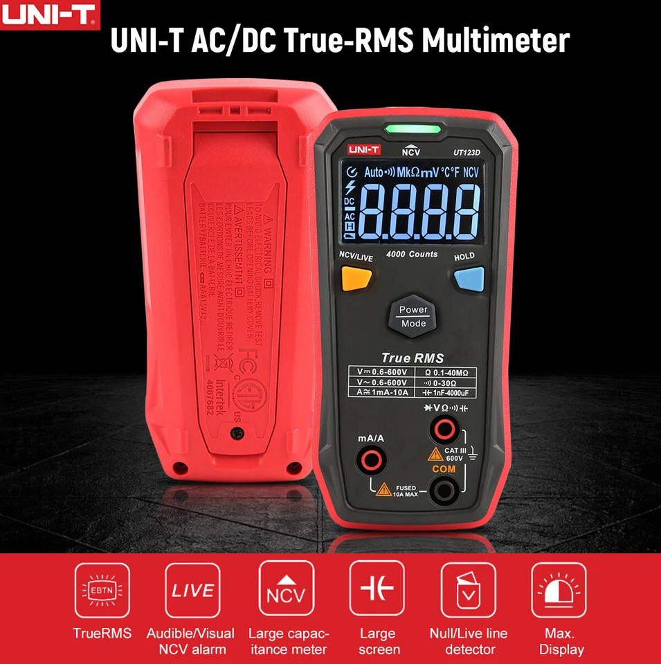 UNI-T UT123D Mini Digital Multimeter Auto Range Data hold AC DC Meter
