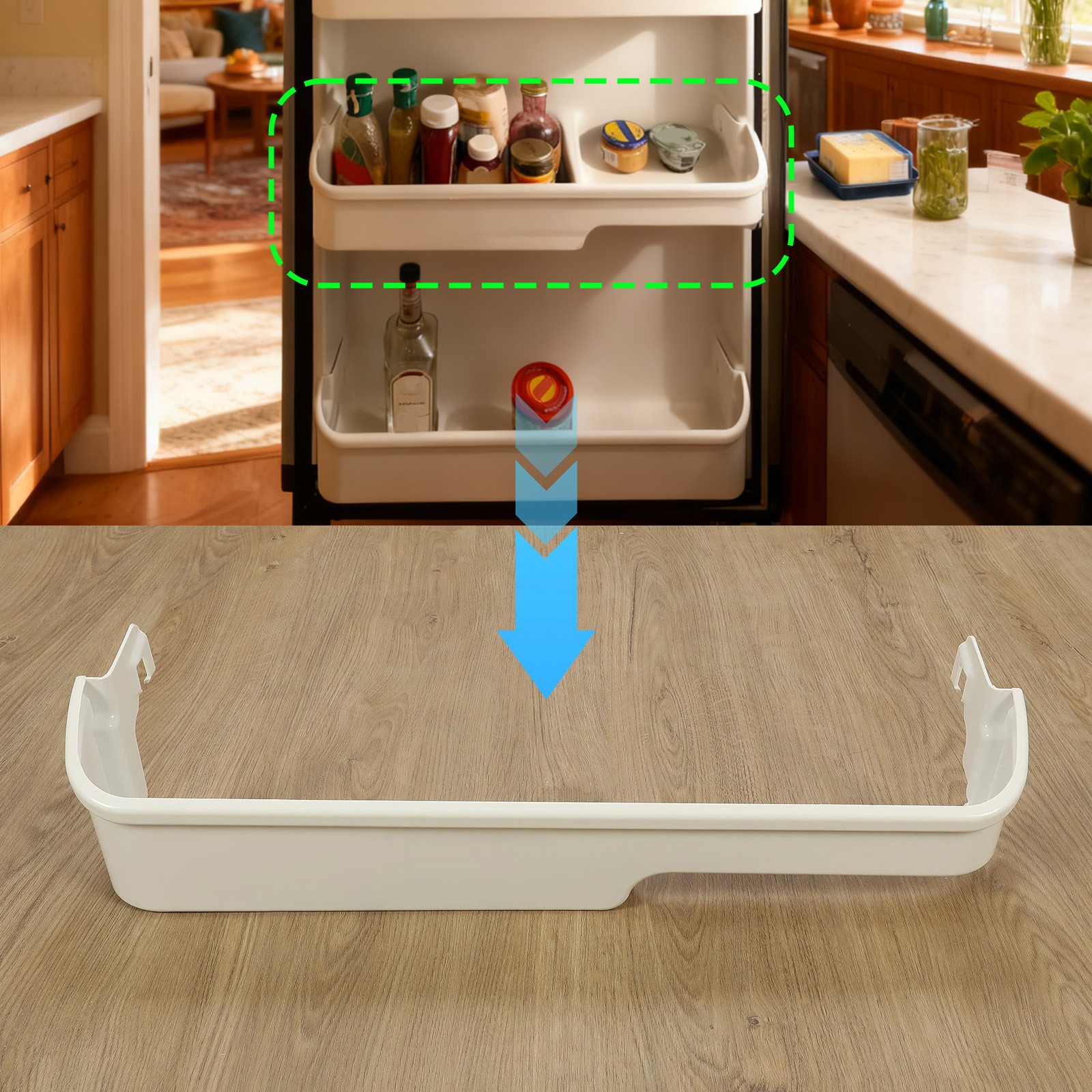 White Door Bin Shelf Plastic For Frigidaire Refrigerator # 240337901 240337904