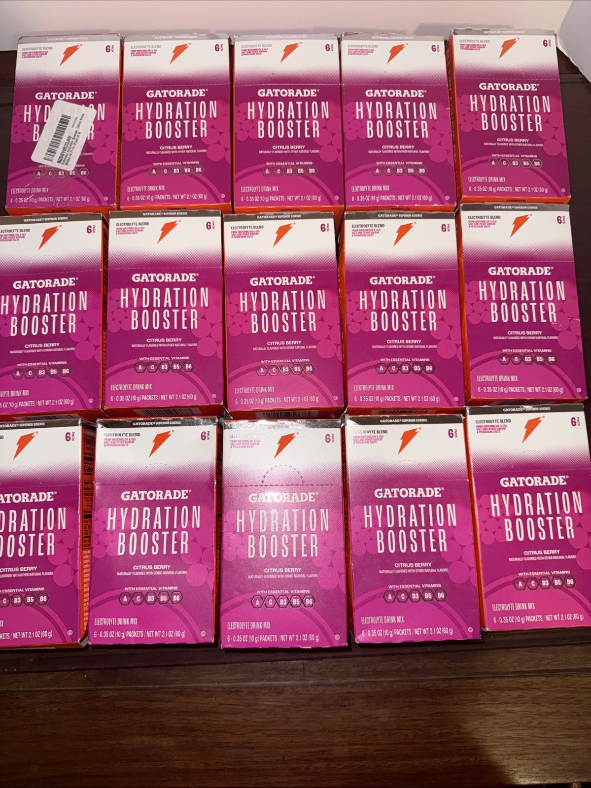 15 Gatorade Hydration Booster, Flavor Citrus Berry  6 Sticks Each 90 Total. 3/26