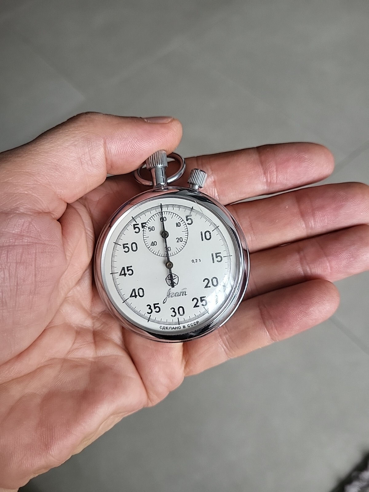 Soviet Russian USSR Stopwatch "Agat" Works Good Mechanical TWO-Button Vintage