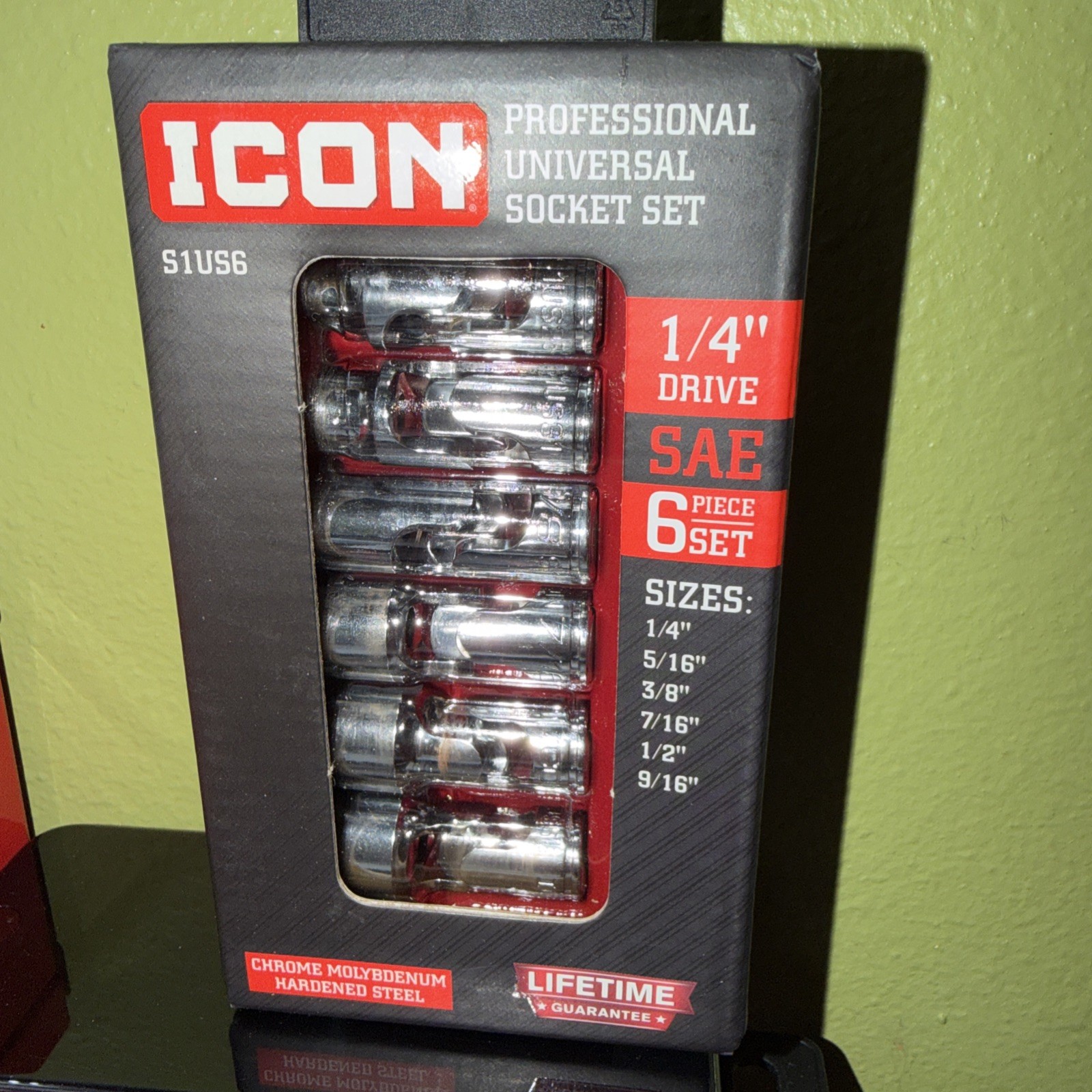 ICON S1US6 PROFESSIONAL UNIVERSAL SOCKET SET SAE 1/4" DRIVE NEW SHIPPING
